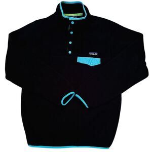 Patagonia Synchilla Snap-T Fleece Pullover Jacket Black & Blue Women's Large